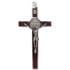6 in. St. Benedict Crucifix, Chrome with Wood Veneer
