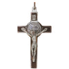 3 in. St. Benedict Crucifix, Chrome with Wood Veneer