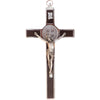 8 in. St. Benedict Crucifix, Chrome with Wood Veneer