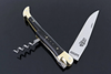 Laguiole Knife with Corkscrew & Awl Black Horn Tip Brass Bolsters