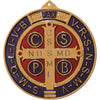 6 in. St. Benedict Wall Medal in gilded gold with blue enamel